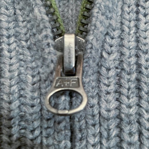 Abercrombie & Fitch Cotton Wool Knit Sweater Full Zip Men's XL Green Olive Heavy - Picture 5 of 8